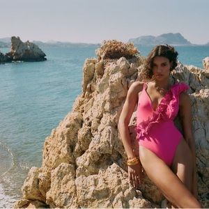Zara Pink Ruffled Swimsuit